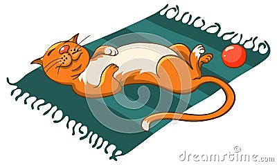 Cat on a mat Vector Illustration