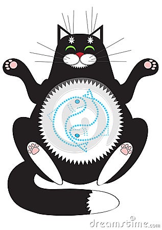Cat meditating Vector Illustration