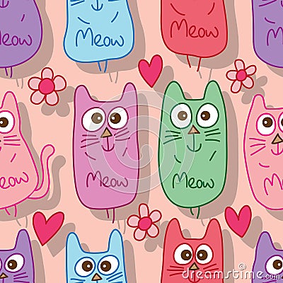 Cat meow seamless pattern Vector Illustration