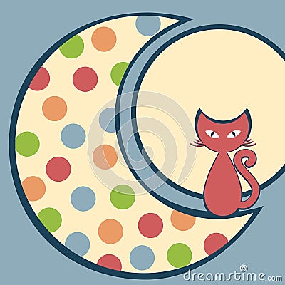 Cat in the Moon Greeting Card Stock Photo