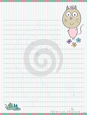 Cat mouse memo pad Vector Illustration