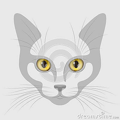 Cat muzzle with yellow eyes Vector Illustration
