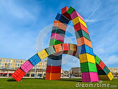 Le Havre Catène de Containers sculpture, France Editorial Stock Photo