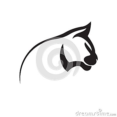 Cat outline, simple pussycat silhouette. Stylized vector illustration of wildcat head for business and brand logo Vector Illustration