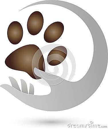 Cat Paw and Hand, Cat Logo Stock Photo