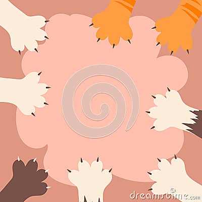 Cat paw print with claws Vector Illustration