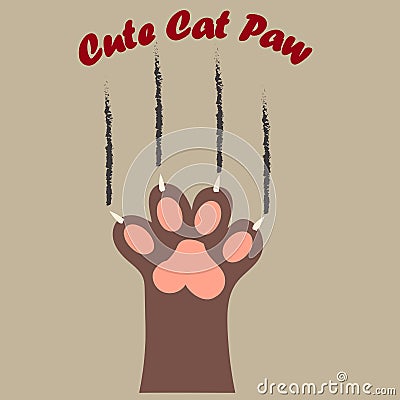 Cat paw print with claws Vector Illustration