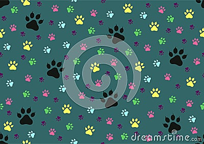 Cat paw prints seamless background - cdr format Vector Illustration