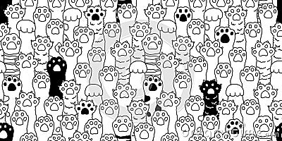 Cat paw seamless pattern cat breed isolated kitten dog paw hand vector wallpaper background doodle illustration Cartoon Illustration