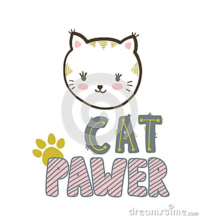 Cat pawer. Cute little cat. Vector illustration. Vector Illustration