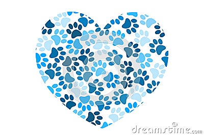 Cat paws to hart love background. Animal paws, dog paws and cat paws make sweet hart wallpaper. Stock Photo