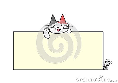 cat points at board Vector Illustration