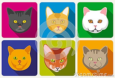 Cat portraits vector collection Vector Illustration