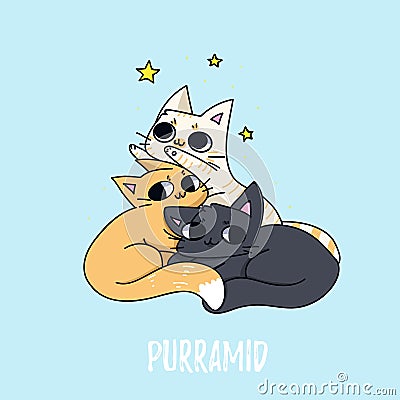 Cat pyramid cute illustration with inscription Vector Illustration