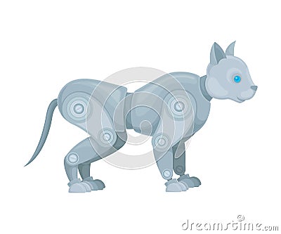 Cat is a robot. Side view. Vector illustration on a white background. Vector Illustration