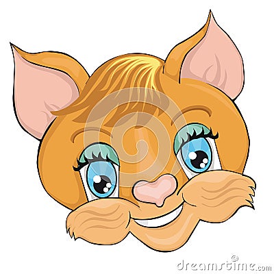 Cat`s head. Cartoon style. Clip art for children. Vector Illustration