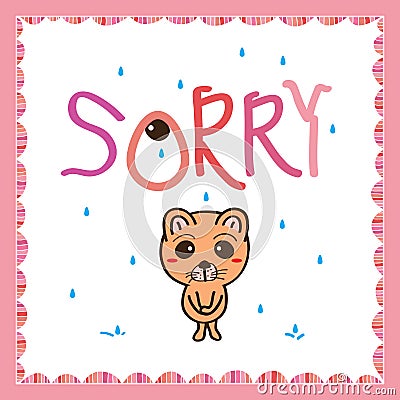 Cat sad sorry not mood Vector Illustration