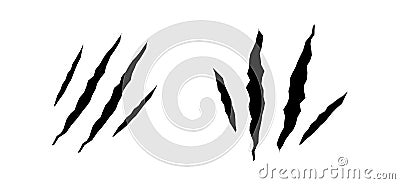 Cat scratches set. Black claws animal scratch, Torn paper. Cat claws trace. Vector illustration on black background. Vector Illustration