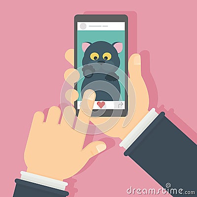 Cat on the screen. Vector Illustration