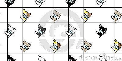 Cat seamless pattern kitten checked vector face mask covid19 kitten corona virus pm 25 pet animal scarf isolated repeat Vector Illustration