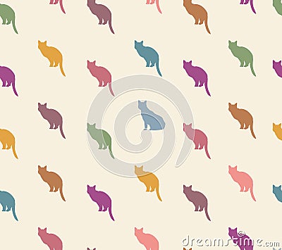 Cat seamless pattern. Pets background. Stock Photo