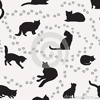 Cat seamless pattern. Pets background. Stock Photo