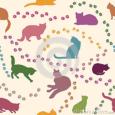 Cat seamless pattern. Pets background. Stock Photo