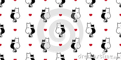 Cat seamless pattern valentine heart kitten vector scarf isolated repeat background tile wallpaper cartoon illustration doodle des Vector Illustration