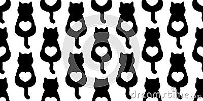 Cat seamless pattern vector heart valentine kitten cartoon scarf isolated repeat background tile wallpaper illustration doodle des Cartoon Illustration