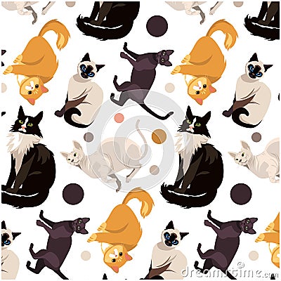 Cat set breed.seamless pattern with cats. modern animalistic print. vector illustration Vector Illustration