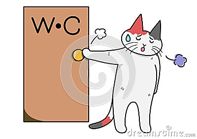 Cat sighing out of the toilet Vector Illustration