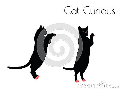 cat silhouette in Curious Pose Vector Illustration