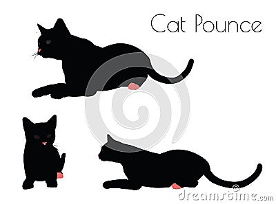 cat silhouette in Pounce Pose Vector Illustration