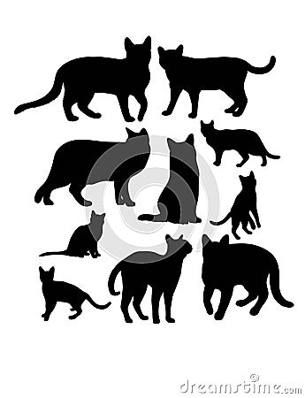 Cat Silhouette Set Vector Illustration