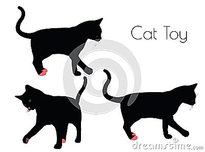 cat silhouette with Toy Pose Vector Illustration
