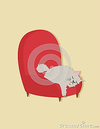 Cat sleep on sofa Vector Illustration