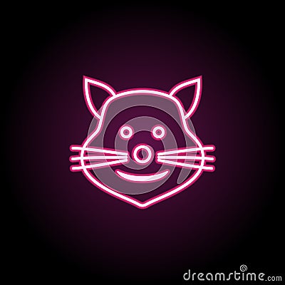 Cat with a smile neon icon. Simple thin line, outline vector of emoji icons for ui and ux, website or mobile application Stock Photo
