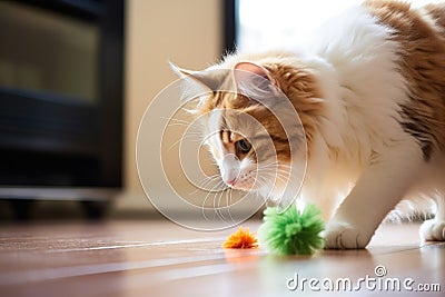 a cat sniffing a catnip toy Stock Photo