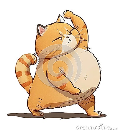 cat stretching cartoon style Stock Photo