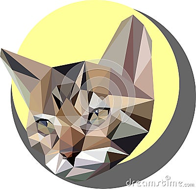 Cat in the style of the polygon. Fashion illustration of the trend in style on a yellow background. Portrait of a pet kitten Vector Illustration