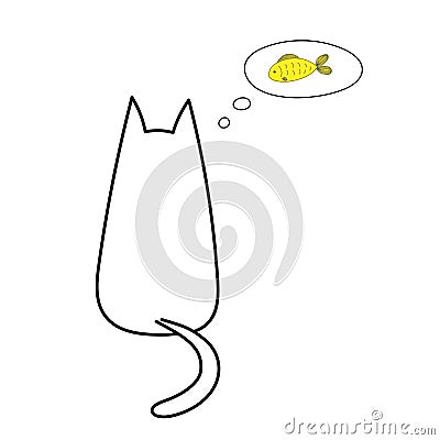 Cat thinking about fish Vector Illustration