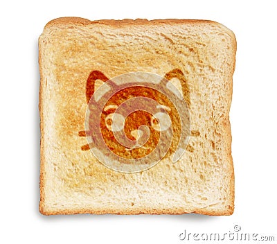 Cat on toasted bread Stock Photo