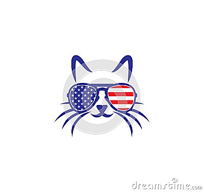 Cat with USA sunglasses Vector Illustration