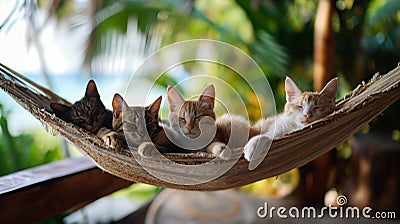 cat vacation in a nice resort, relax, cat-friendly, cats, chil Stock Photo