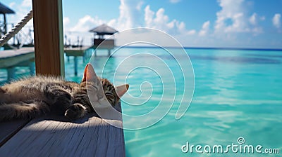 cat vacation in a nice resort, relax, cat-friendly, cats, chil Stock Photo