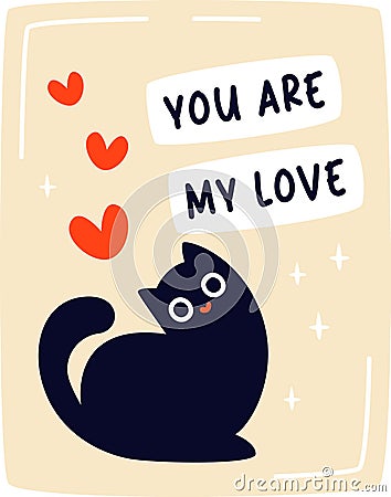 Cat Valentine Sticker Vector Illustration