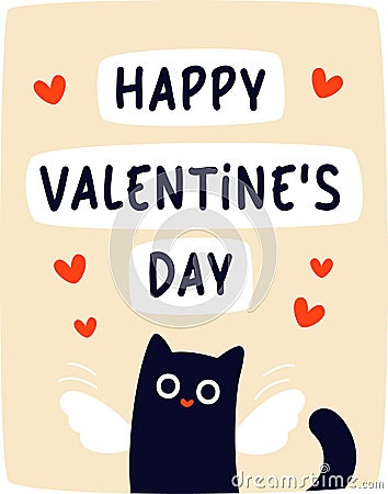 Cat Valentine Sticker Vector Illustration
