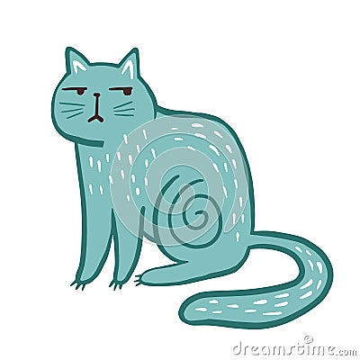 Cat. Vector color sketch of a cat in doodle style. Illustration in cartoon style. Animal illustration Cartoon Illustration