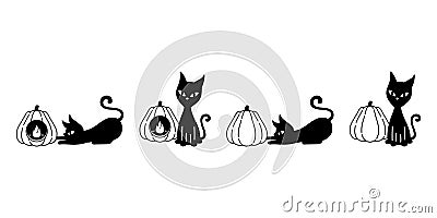 Cat vector Halloween kitten pumpkin lamp black calico icon logo symbol ghost character cartoon doodle illustration design Vector Illustration