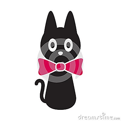 Cat vector icon cartoon character calico kitten logo bow tie illustration doodle white Cartoon Illustration